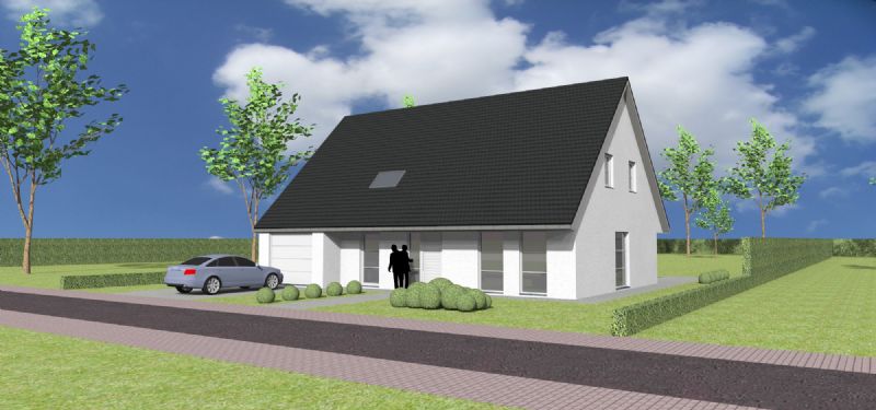Nieuw te bouwen alleenstaande woning met vrije keuze van architectuur te Beveren-Leie.